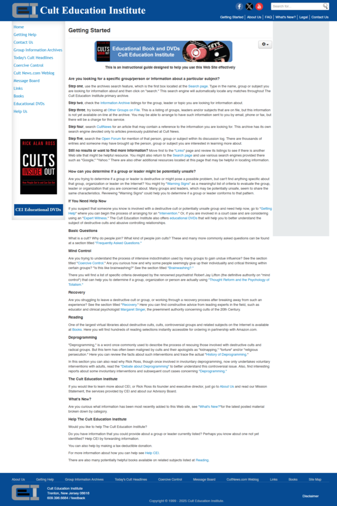 Cult Education Institute website