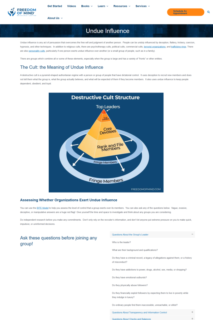 Freedom of Mind website