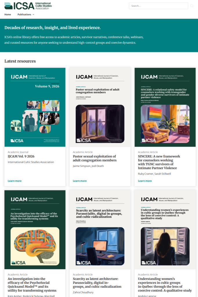 International Cultic Studies website